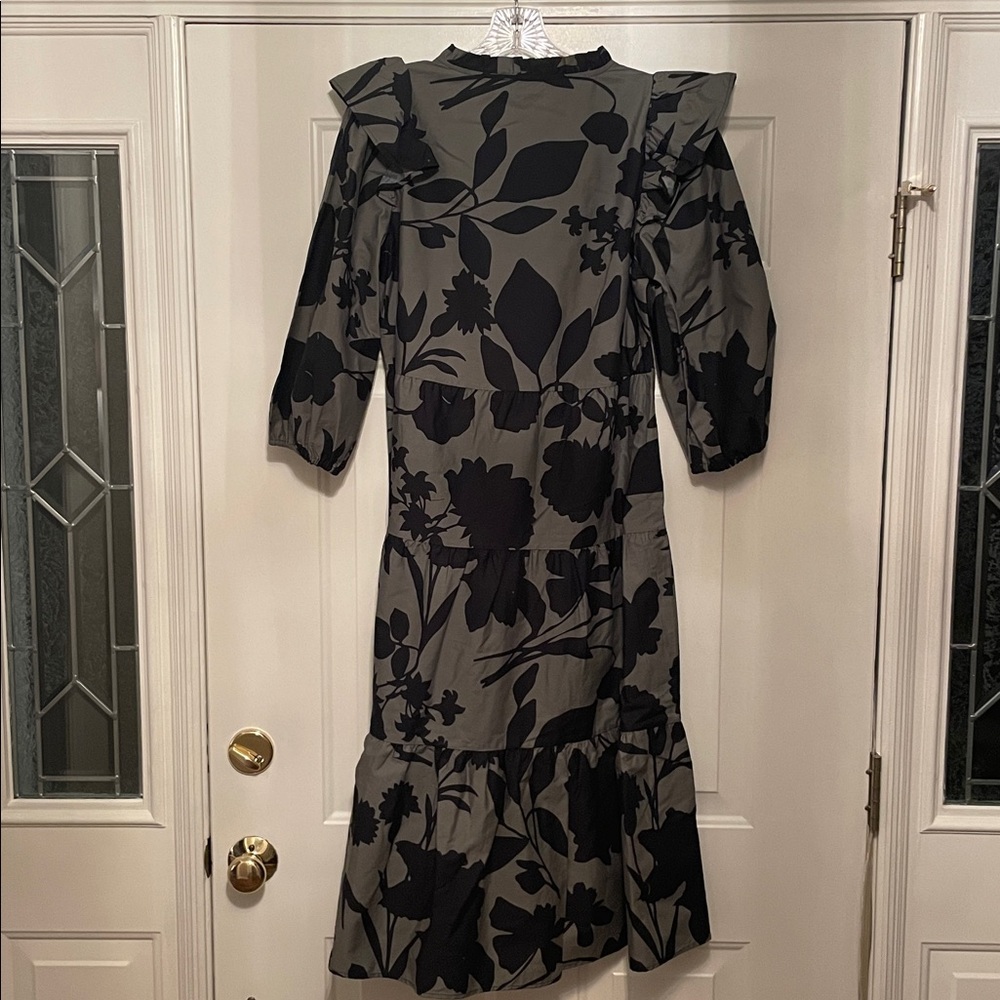 NWT Mud Pie Olive Floral Ruffle Sleeve Dress - Picture 6 of 6
